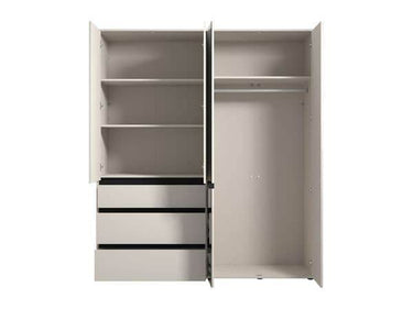 Kyoto Cashmere 4-Door 3-Drawer Mirrored Wardrobe: Elegant Storage Solution - UK Luxury Furniture